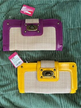 Target Purple and Yellow Phone Wallet Cases with Straw Accent